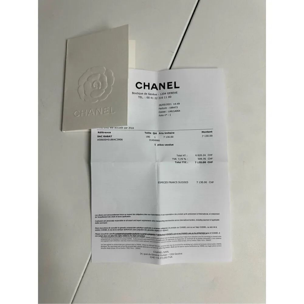 Purchase receipt Bag Chanel Rabat Price in Switzerland Francs